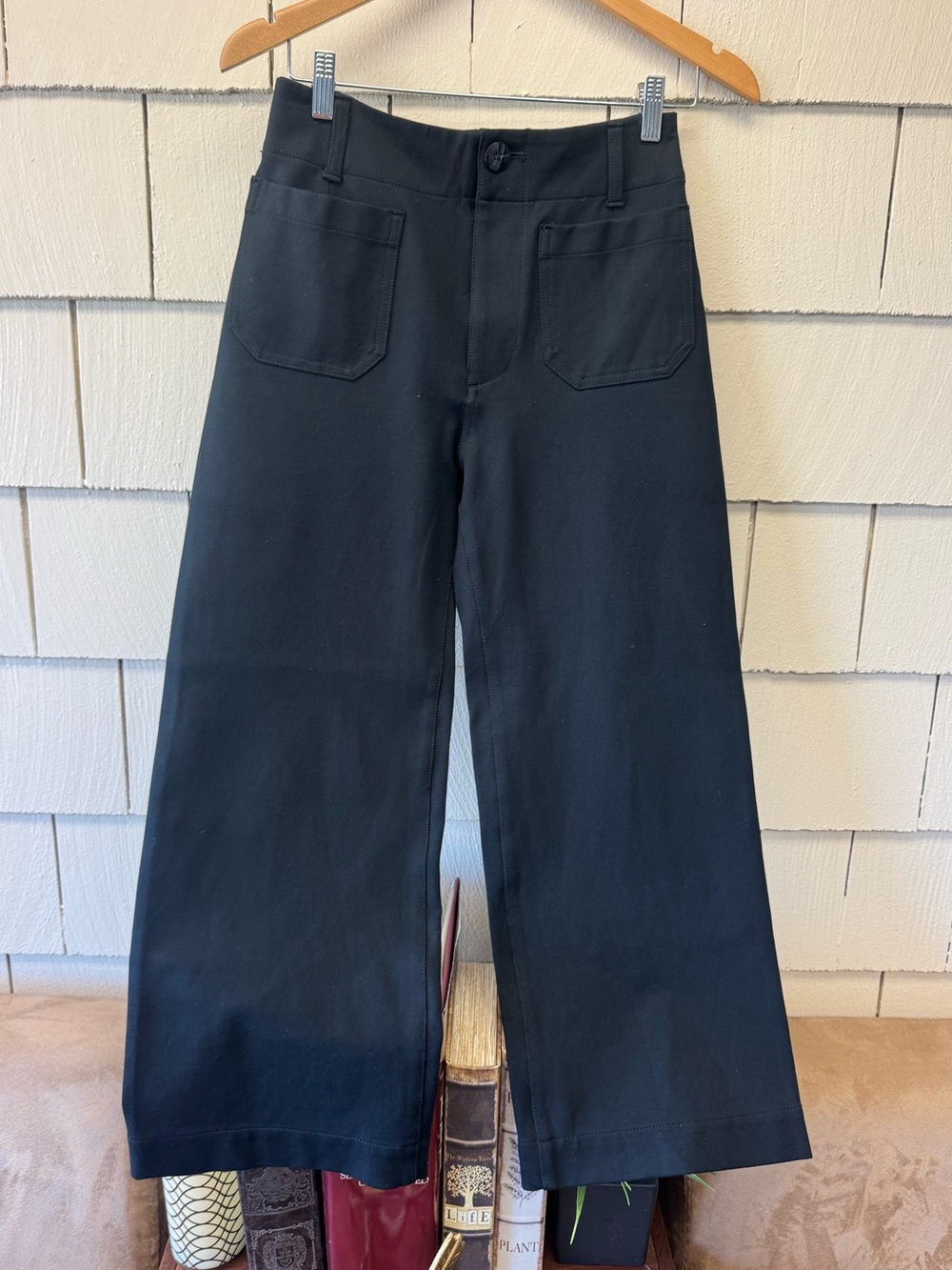 Anthropologie Maeve The Colette Wide Leg High Waisted Cropped Pants Black 26
